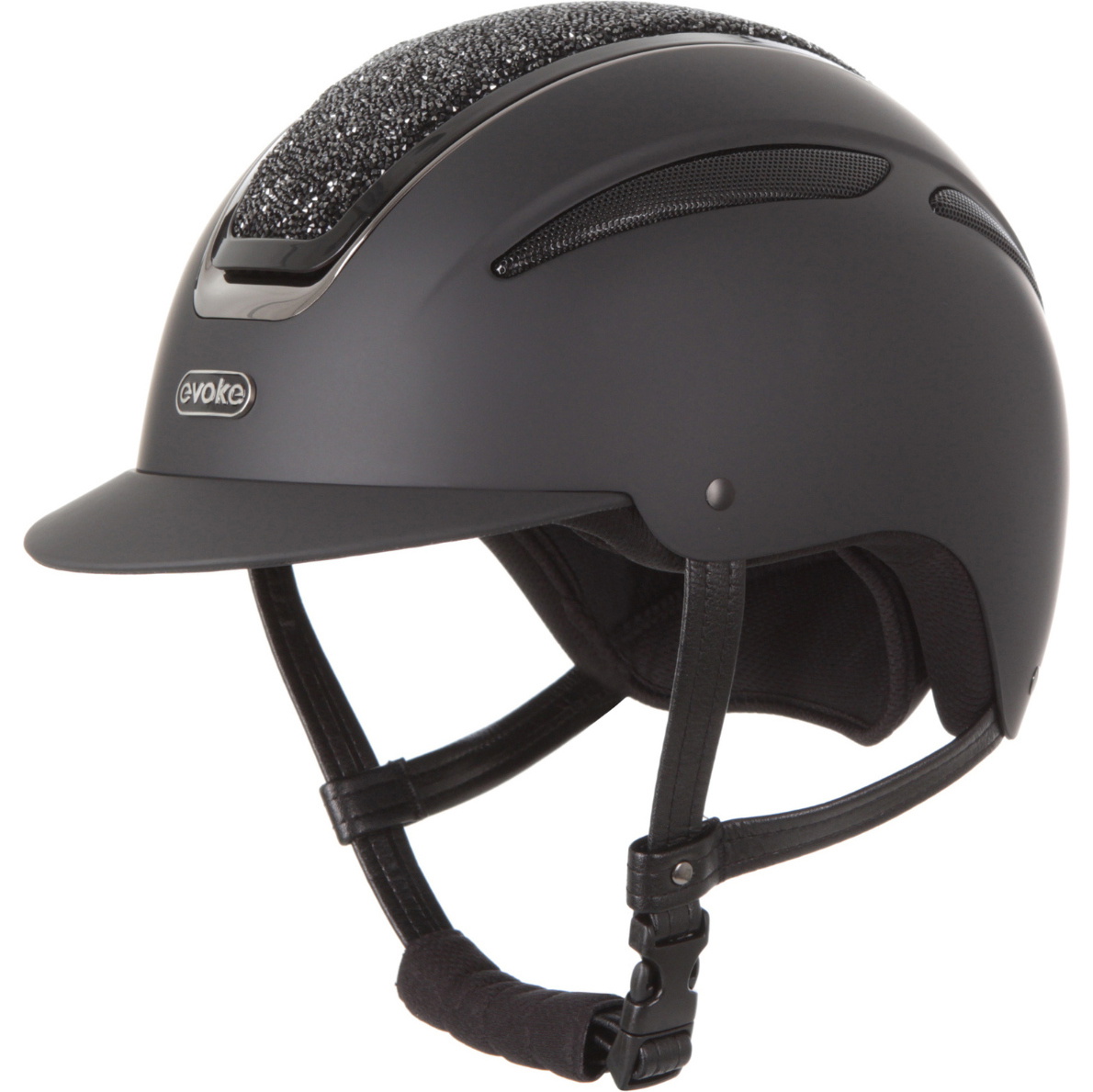 2026 Evoke Unisex Callisto Classic Peak Riding Hat & Liner 200352003 - Black / Crystal